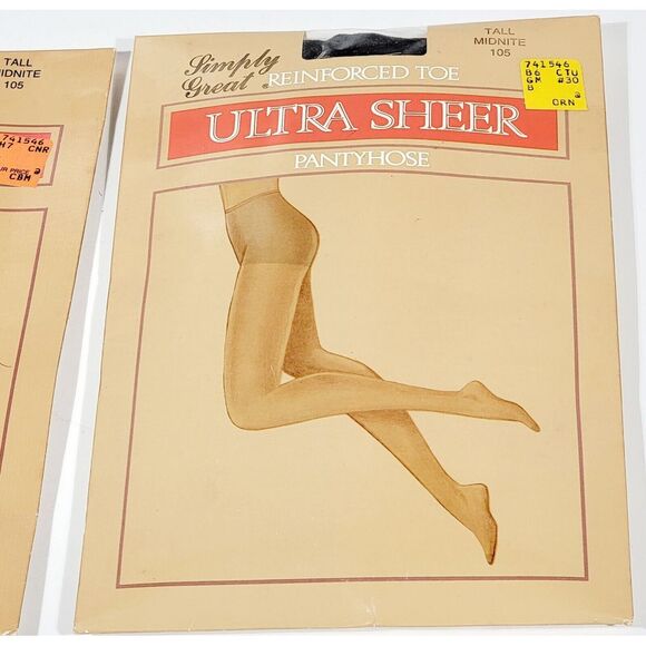 2 Simply Great Pantyhose Tall Midnite 105 Reinforced Toe Ultra Sheer Pantyhose - Picture 2 of 7